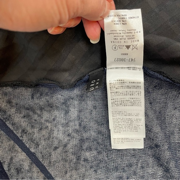 ATSURO TAYAMA Cardigan Size US 4 EUR 36 Open Front Linen Blend Blue/Black - Picture 5 of 13